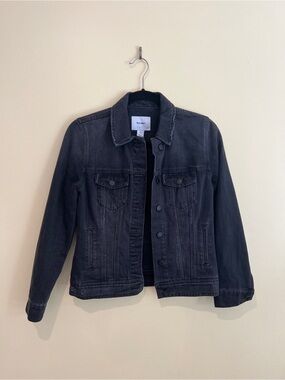 Old Navy Black Denim Jacket Distressed Jean Jacket X-Small Casual 90s Grunge